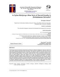 Pdf Is Cyber Bullying A New Form Of Social Cruelty In Zimbabwean Schools
