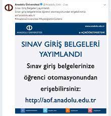 Peki sınav giriş belgesi nasıl çıkarılıyor? Aof Sinavi Giris Yerleri Belli Oldu Aof Sinav Giris Belgesi 2018 Anadolu Universitesi Aof Gundem Haberleri