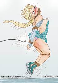 arms behind back bit gag blonde hair bondage disney elsa (frozen)  female female only frozen (film) gag gagged girlstrapped ice skates medium  breasts panties rope rope bondage tears tied