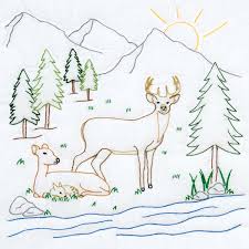 Needle, thread, floss, backing, batting and hoop not included. Deer 18 Quilt Blocks Jack Dempsey Needle Art