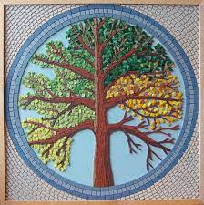 Mosaic Craft Supplies For Sale The Tree Of Seasons Mosaic 200 Incl Pp Framed Tree Mosaic Mosaic Art Mosaic