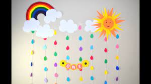 Lets get colourful with rainbow party supplies! Birthday Decoration Ideas At Home Sunshine Theme Room Decor Rainbow Wall Decorations Youtube