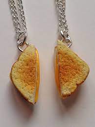 Best Friends Grilled Cheese Necklace Pendant Charm Set Friend Necklaces Polymer Clay Charms Bff Necklaces