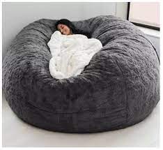 7ft giant fur bean bag cover living room furniture big round soft fluffy faux in 2021 bean bag bed bean bag living room fur bean bag