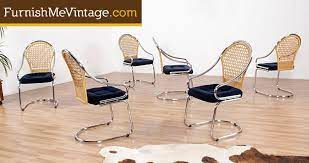 Vintage 1960 bassett furniture vista print ad americancenturyshop 5 out of 5 stars (409) $ 16.00. Set Of Six Vintage Chrome And Wicker Dining Chairs