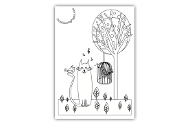 Some of the very first documentation of humans and cats together date back to ancient egypt when cats were also their guardians. Black Cat With Singing Birds Coloring Page Cats Coloring Pages