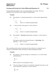 Ks5 Core 4 C4 First Order Differential Equations Differential Equations Equations Equations Notes