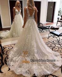 Fashion V Back Boho Lace Wedding Dress Elegant Bridal Gown Wedding Dress Sequin Sparkle Wedding Dress