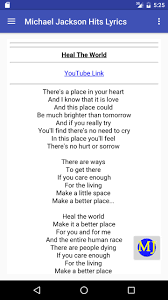 You and for me / make a better place. Michael Jackson Hits Lyrics For Android Apk Download
