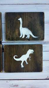Dinosaur Wood Sign Set Dinosaur Decor Boys Dinosaur Bedroom Etsy Dinosaur Decor Bedroom Dinosaur Bedroom Rustic Baby Rooms