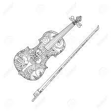 The last airbender (2005) and avatar: Coloring Page With Ornamental Violin And Fiddlestick Isolated On White Background Coloring Book For Adult And Children Vector Illustration Royalty Free Cliparts Vectors And Stock Illustration Image 79282853