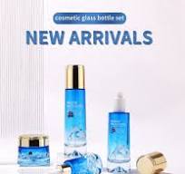 Colored Cylinder Gradient blue Glass Cosmetic Container ...