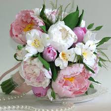 Rustic wedding bouquet white dahlia peony roses eucalyptus amaranthus flowers. Pink And White Peony Wedding Bouquet Artificial Flowers Oriflowers