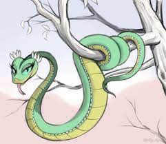68551 - safe, artist:evily arts, master viper (kung fu panda), reptile,  snake, viper, feral, dreamworks animation, kung fu panda, blue sclera,  blushing, colored sclera, detailed background, female, forked tongue, green  scales, looking