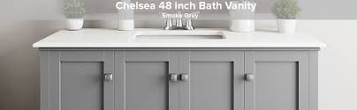 Check out our extensive range of bathroom sink vanity units and bathroom vanity units. Simplihome Chelsea 48 Inch Contemporary Bath Vanity In Smoke Grey With White Engineered Quartz Marble Top With Storage 2 Drawers And 2 Shelves For The Bathroom Contemporary Amazon Com