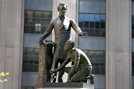 .monument at the north (mountainside) end of the avenue of flags; The Other Man In The Lincoln Statue The Boston Globe