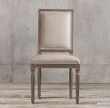 Burnt Oak Finish Natural Linen Chaises De Salle A Manger Francaises Chaises D Appoint Chaise