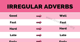 What are the different types of adverbs in english? Irregular Adverbs List Of 10 Useful Irregular Adverbs In English Love English