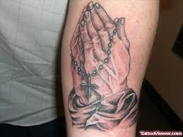 Check spelling or type a new query. Religious Rosary Cross And Praying Hands Tattoo