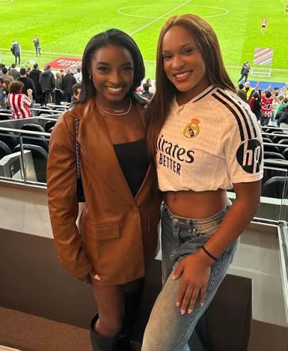 Simone Biles and Rebeca Andrade together in Madrid ahead of the 2025 Laureus World Sports Awards, set for April 21! (📸: @simonebiles/IG)