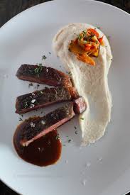 Season with salt and pepper. Sous Vide Rib Eye Steak Madeira Bbq Sauce Navy Bean Puree Ratatouille Thatothercookingblog