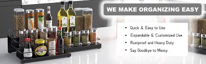 Find great deals on the kitchen racks and accessories. Amazon Com Varwaneo Spice Rack Organizer 3 Tier Plus Drawer Shelf Expandable Cabinet Spice Rack Step Shelf Organizer Kitchen Spice Rack Utensil Holder Bathroom Countertop Organizer Storage Rack 12 7 25 5 Inch Home Kitchen