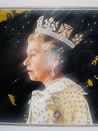 Her Majestic Queen Elizabeth II" Mauro Oliveira Original Pop Art  Mixed-Media Portrait Painting