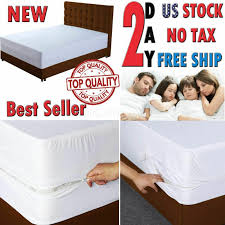 Zippered Mattress Cover Protector Waterproof Bed Bug Dust Mite Protect Fabric Branded Waterproof Mattress Cover Mattress Covers Dust Mites
