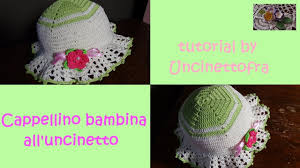 Cappellino beanie per bambino fatto all'uncinetto crochet. Cappellino Bambina All Uncinetto Tutorial Youtube