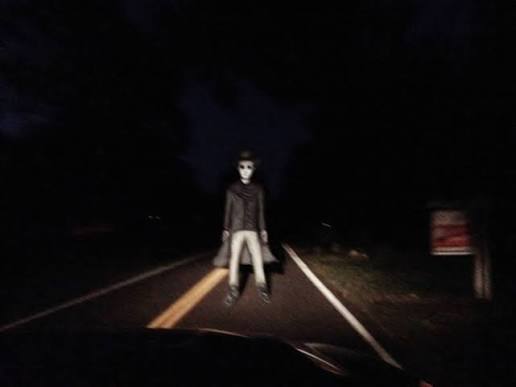 Drive...Drive!!" No-Face from the webseries "No Through Road" by  @indrancole3 Art by me. . . . . . . . . . . #horror #foundfootage  #unnerving #unnervingimages #nothroughroad #arg #webseries #spookyart  #cryptidsighting #unsettlingimages #creepypastaart ...