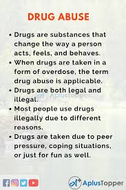 Check spelling or type a new query. Drug Abuse Essay Essay On Drug Abuse For Students And Children In English A Plus Topper