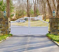 Lowes.com has been visited by 1m+ users in the past month White Composite Material Driveway Gate With A Timeless Simple Style Installed By Tri State Gate Bedford Hill Driveway Gate Yard Fence Ideas Front Yard Fence