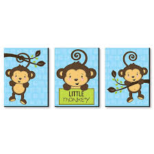 Monkey Boy Baby Boy Nursery Wall Art Kids Room Decor 7 5 X 10 Inches Set Of 3 Prints Babyshowerstuff Com