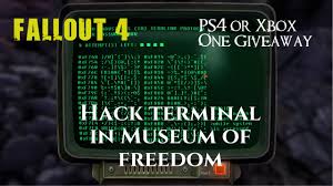 Just bring him as a companion and have him unlock all the terminals for you. Fallout 4 Museum Terminal Password Login Pages Finder