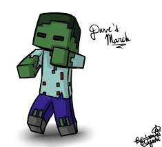 On the top part of the minecraft zombie's head, draw a series of angled lines for the hairline. Minecraft Drawing Dave The Zombie By Jojoful7 On Deviantart