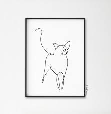 Abstract Black And White Animal Drawings Abstract Cat One Line Drawing Wall Decor Print Miimalist Etsy In 2020 Simple Line Drawings Line Art Drawings Line Drawing
