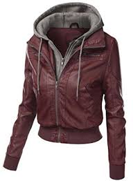 Xiaokong Women S Hood Coat Leisure Fake Two Piece Pu Leather Jacket Wine Red S Leather Jackets Women Leather Jacket Leather Jacket With Hood