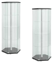 Constructed of solid wood, it boasts a warm brown finish. Set Of 2 Hexagon Glass Curio Cabinet In Black Contemporary China Cabinets And Hutches By Homesquare Houzz