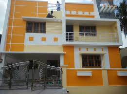 Rarely do we give the outside colour of indian houses the kind of attention that we give to those used indoors. Orange Yellow With White Brighter Colour Scheme House Paint Design Exterior Paint Colors For House House Paint Color Combination