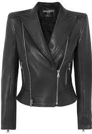 Balmain Leather Biker Jacket Black Lambskin Leather Blazer Balmain Leather Jacket Leather Jackets Women