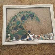 Resin Sea Glass Art Wave Recycled Picture Frame Sea Glass Crafts Sea Glass Window Art Sea Glass Art