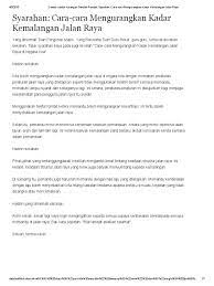 Langkah langkah mengatasi masalah kemalangan jalan raya. Contoh Contoh Karangan Sekolah Rendah Syarahan Cara Cara Mengurangkan Kadar Kemalangan Jalan Raya