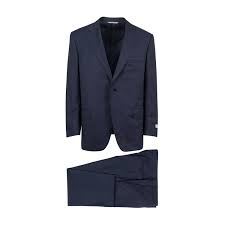 herringbone wool portly fit suit blue