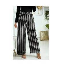 Check spelling or type a new query. Pantalon Palazzo Raye Noir Et Blanc
