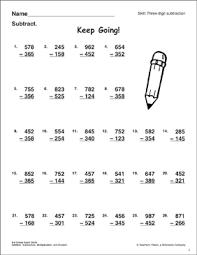 Use the following three digit addition with regrouping worksheets to help guide your students or child through learning how to add large numbers. Keep Going Three Digit Subtraction With Without Regrouping Printable Skills Sheets
