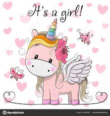 Scarica Baby Shower Greeting Card Con Ragazza Unicorno Illustrazione Stock Immagini Di Unicorno Disegno Unicorno Unicorno