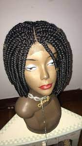Black Handmade Braided Box Braids Short Bob 11 Inches Braided Short Bob Braids Bob Braids Box Braid Wig