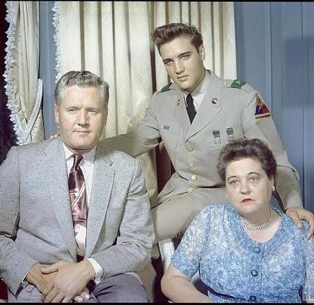 Elvis Presley with His Parents, Gladys and Vernon Presley.