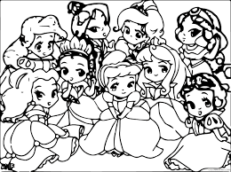 Printable cute princess kawaii coloring page. Cute Disney Princesses Coloring Pages Chibi Coloring4free Coloring4free Com