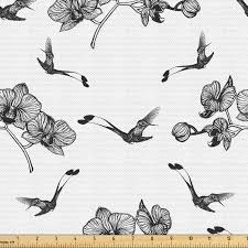 Maybe you would like to learn more about one of these? Bird Print Upholstery Fabric By The Yard Monochrome Style Hummingbirds And Orchid Flowers Romantic Pattern Decorative Fabric For Diy And Home Accents 5 Yards Black And White By Ambesonne Walmart Com